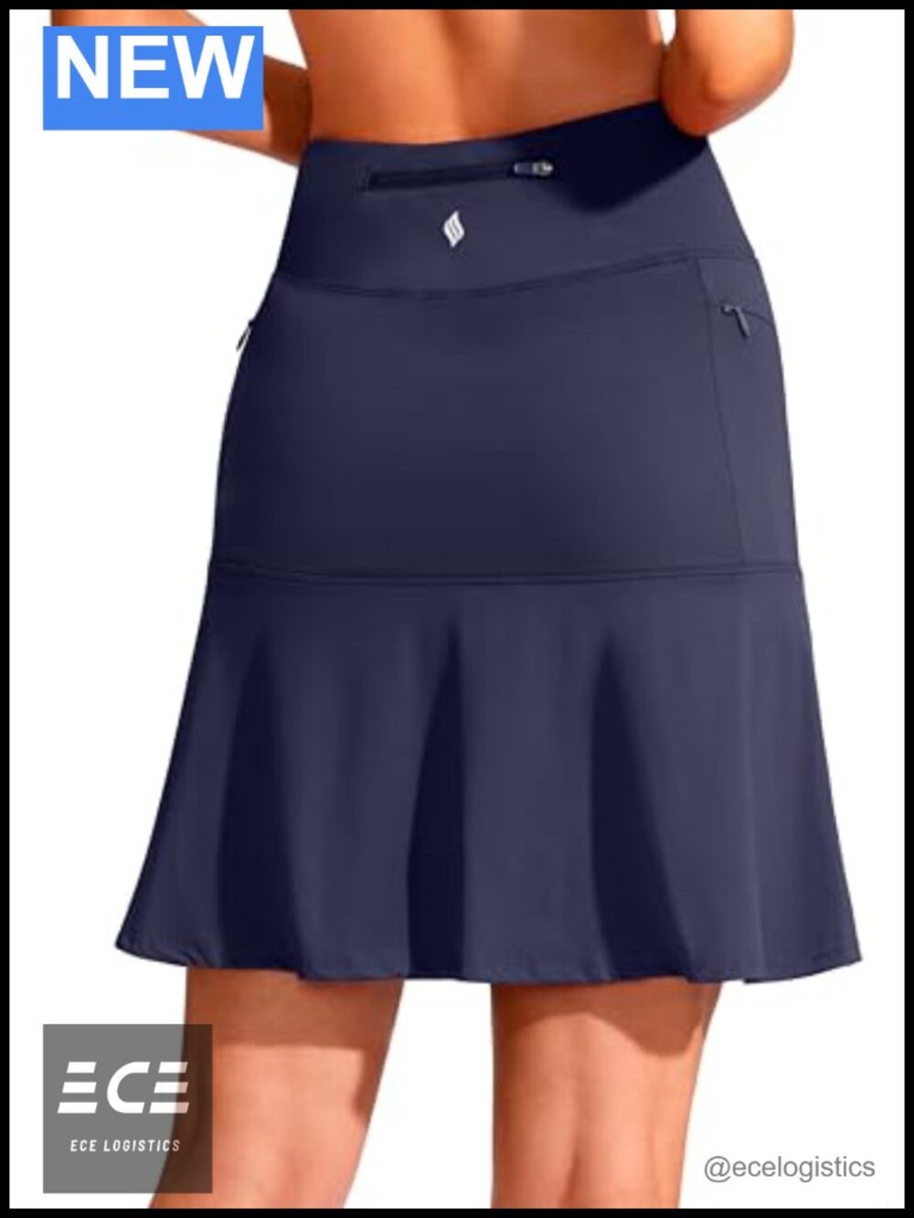 Womens 19" Ruffled Golf Skort High Waist A-Line Knee Length Tennis Skirt